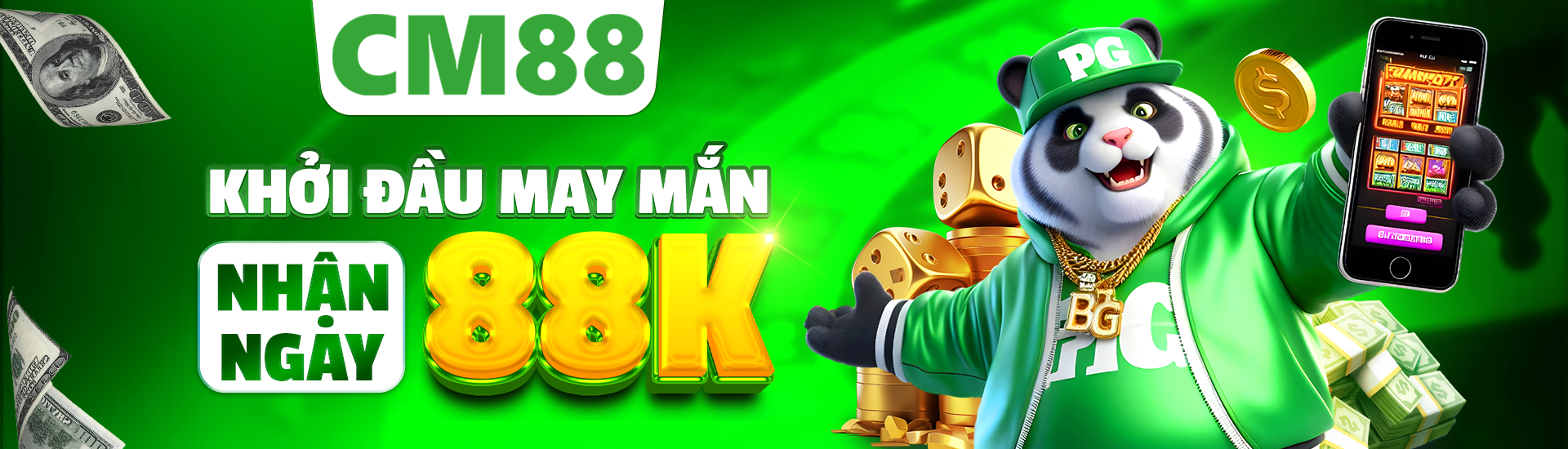 Banner khởi đầu may mắn nhận ngay 88k tại nhà cái cm88.limited
